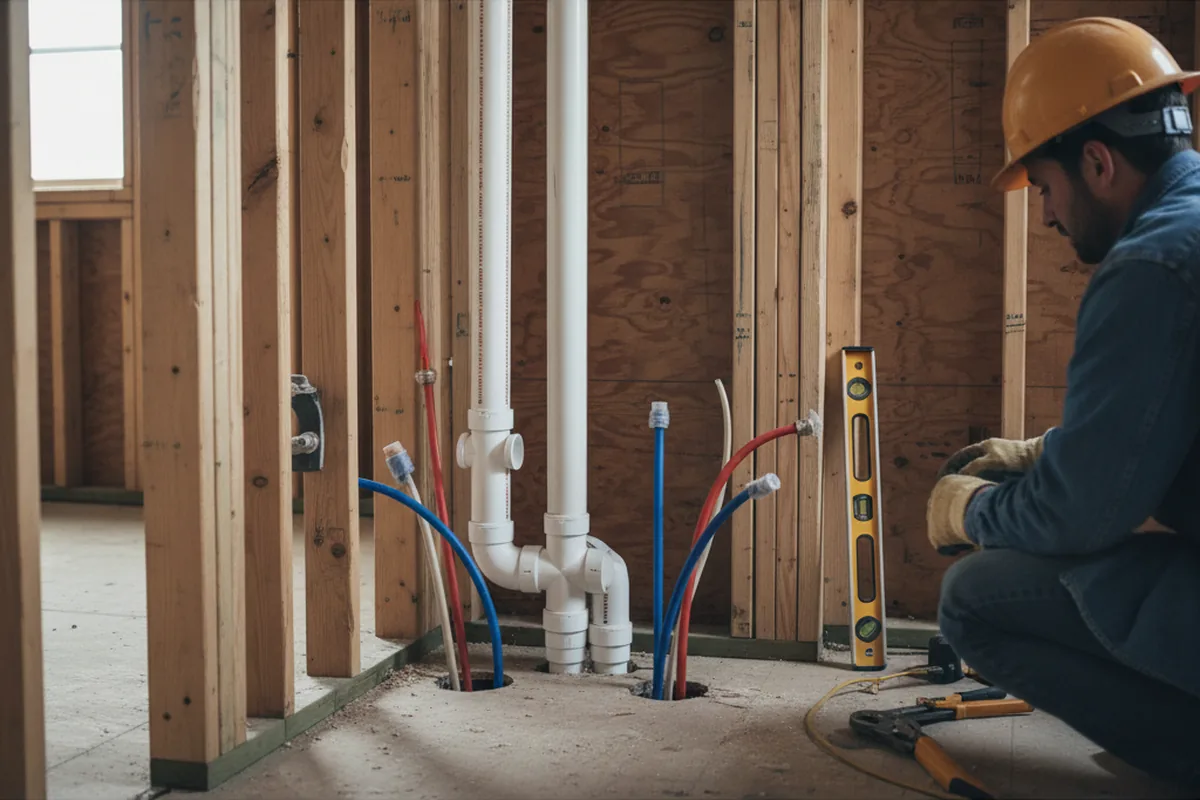 Drain and supply rough-in during Garbage Disposal Repair in Woodbridge